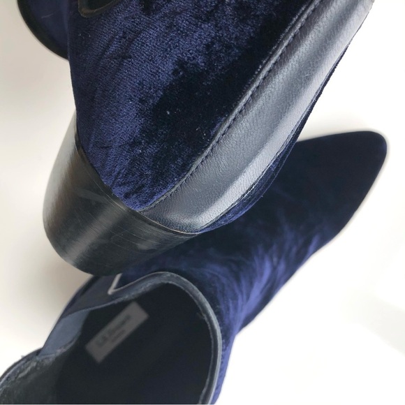 L.K. Bennett Becky Navy Velvet Ankle Boots - Picture 15 of 16